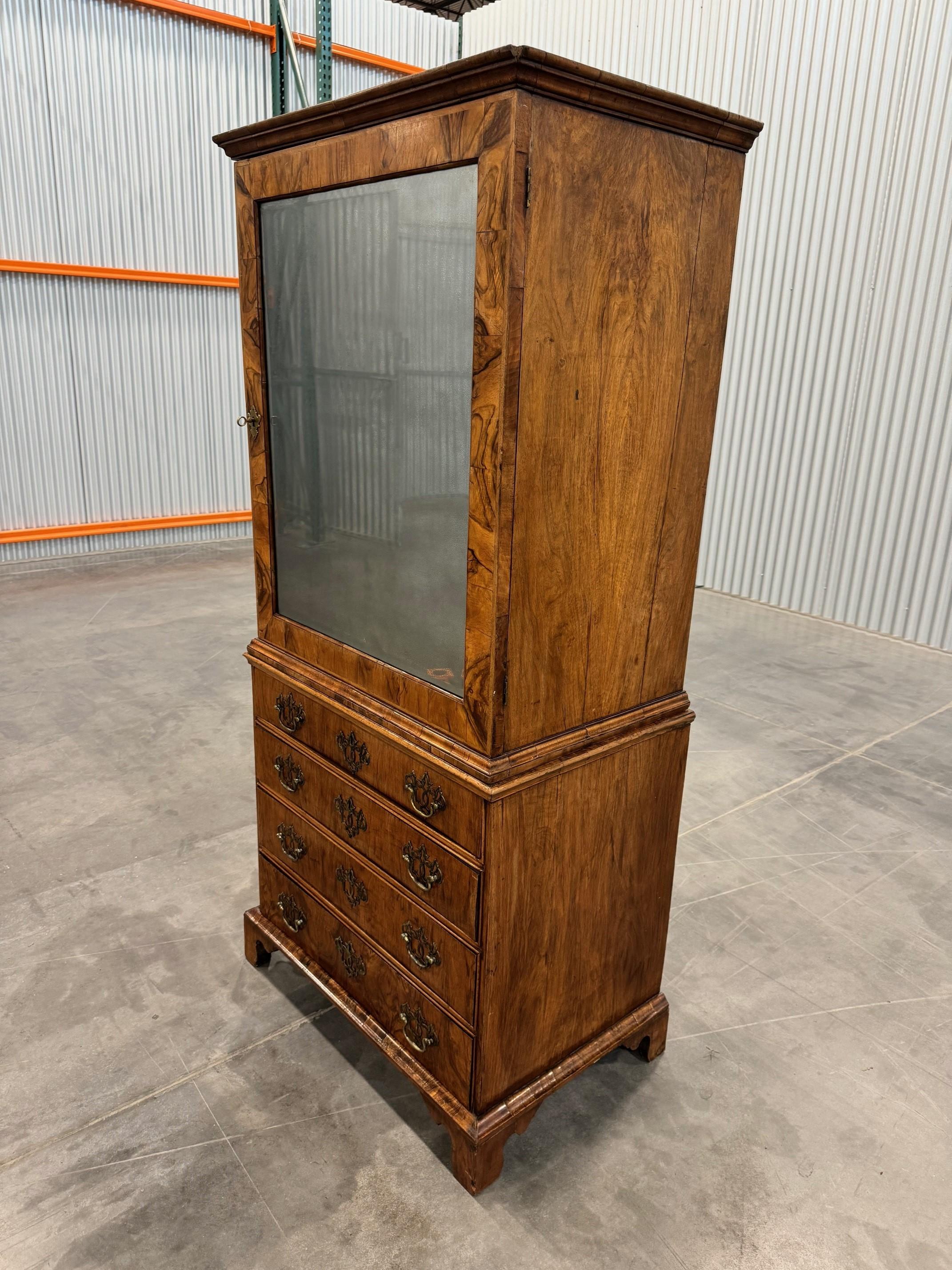 Mid-18th Century George II Walnut Cabinet on Chest For Sale