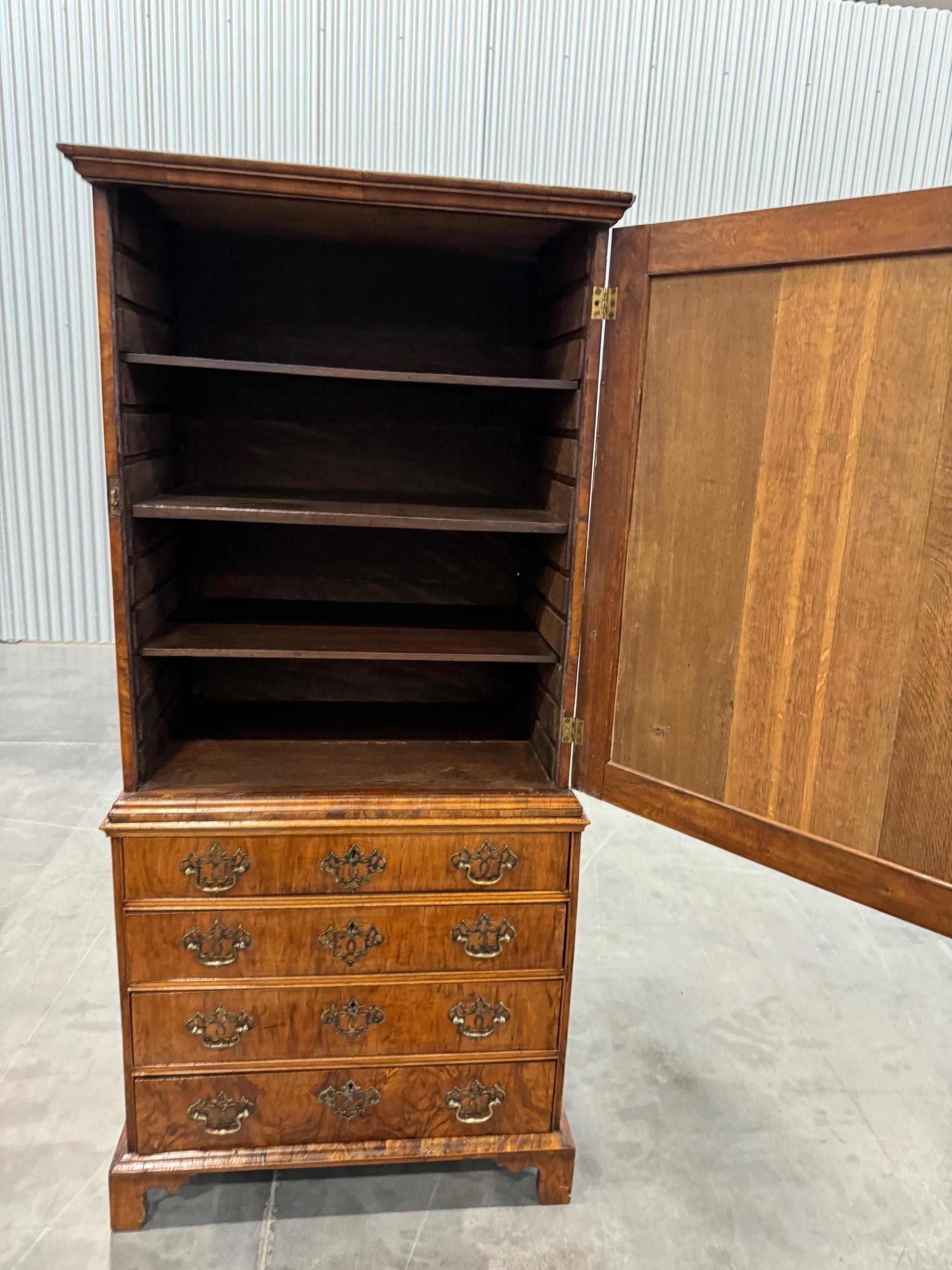 George II Walnut Cabinet on Chest For Sale 1