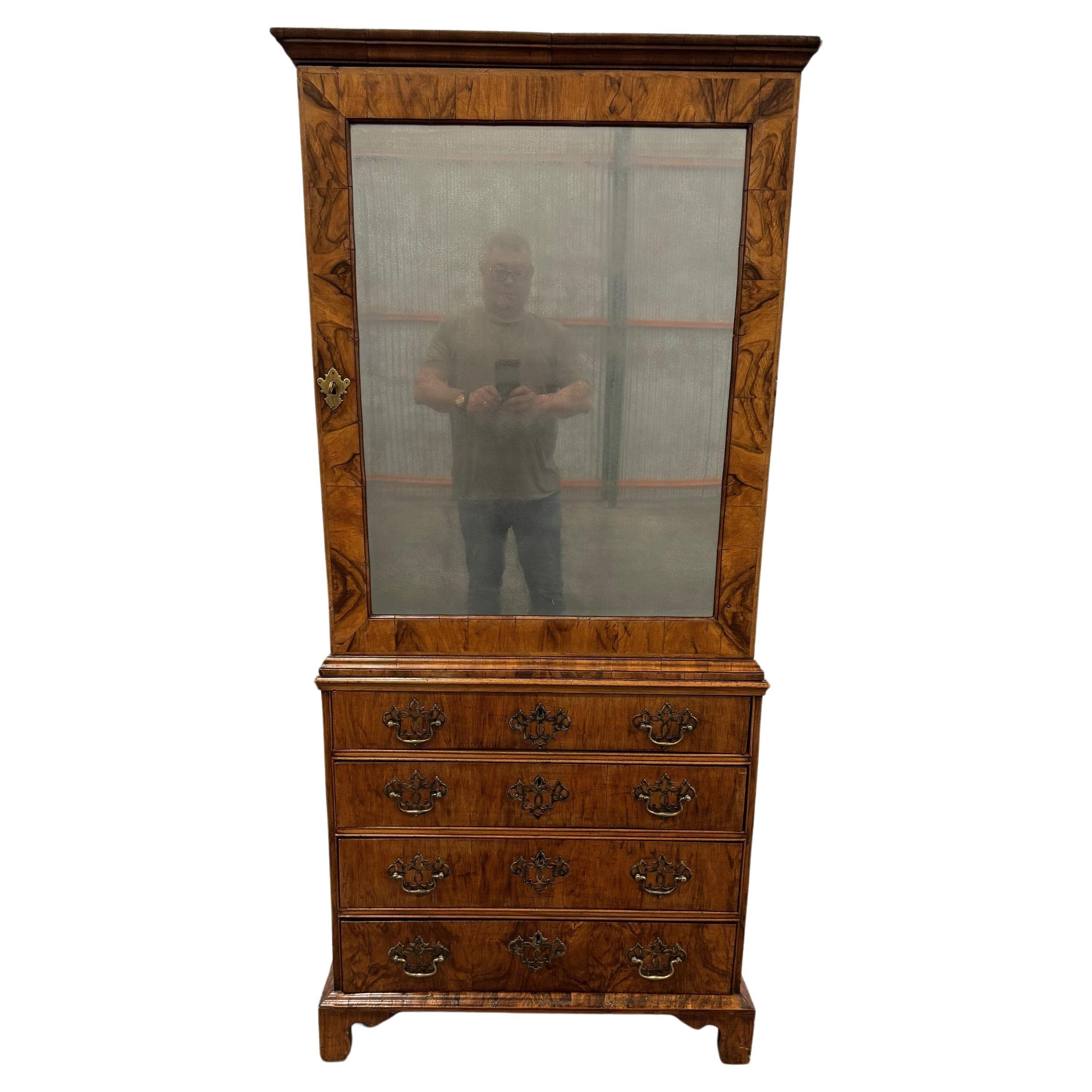 George II Walnut Cabinet on Chest For Sale