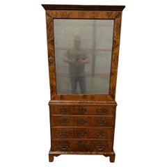 Antique George II Walnut Cabinet on Chest