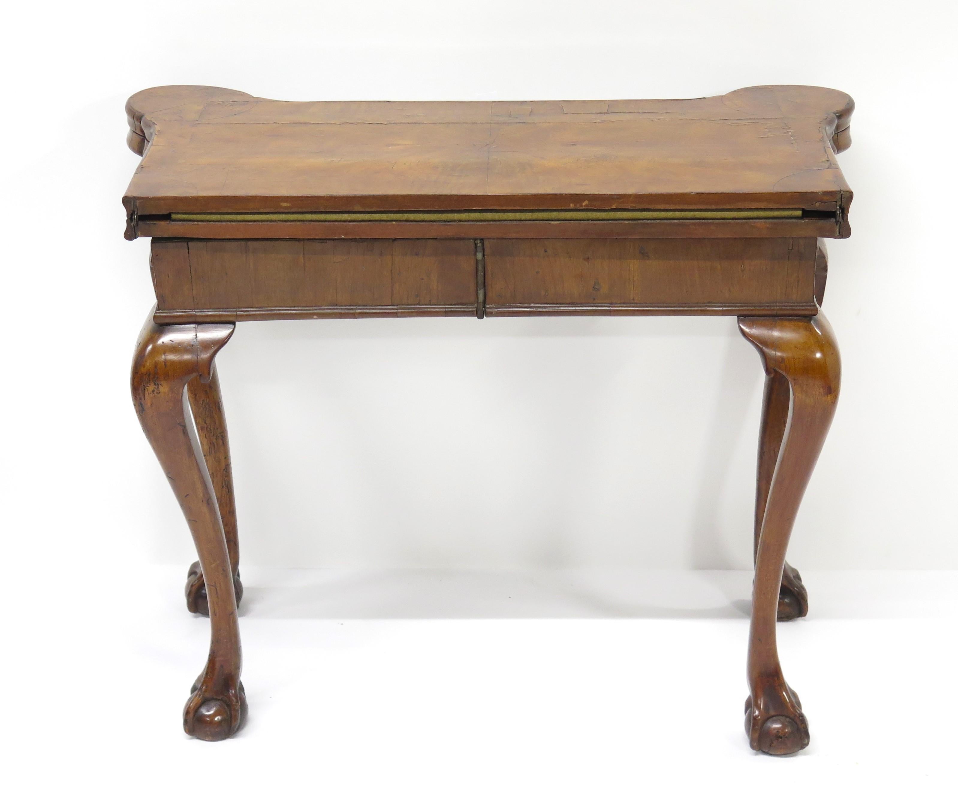 English George II Walnut Carved Games / Card Table     For Sale