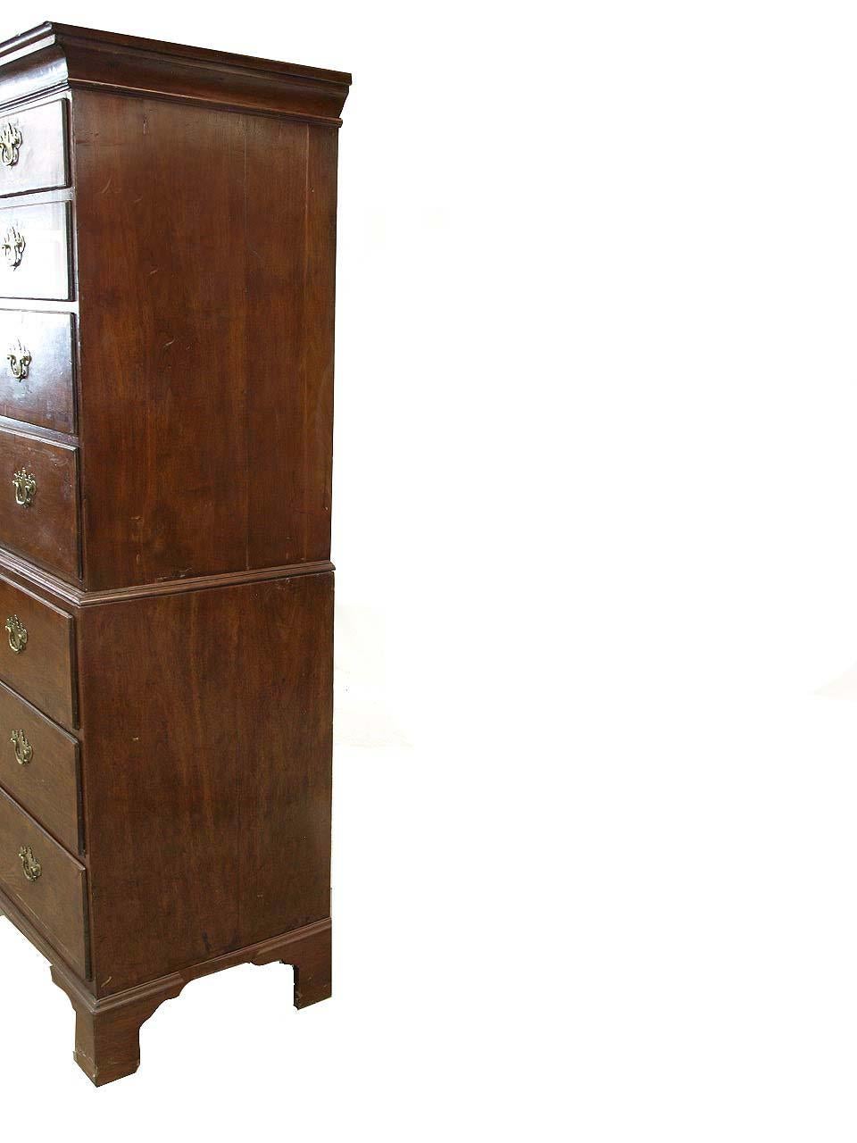 English George II Walnut Chest on Chest For Sale