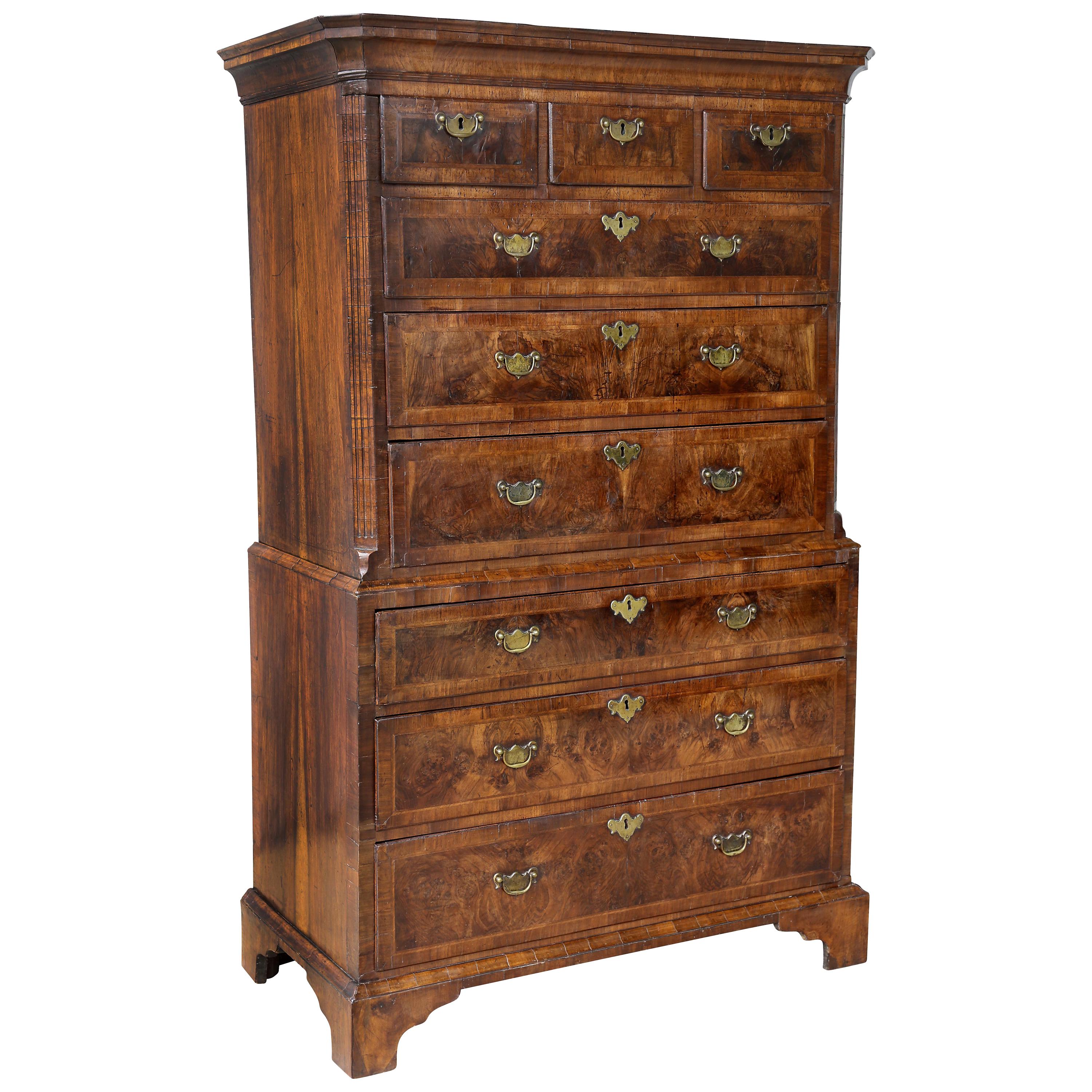 George II Walnut Chest on Chest For Sale