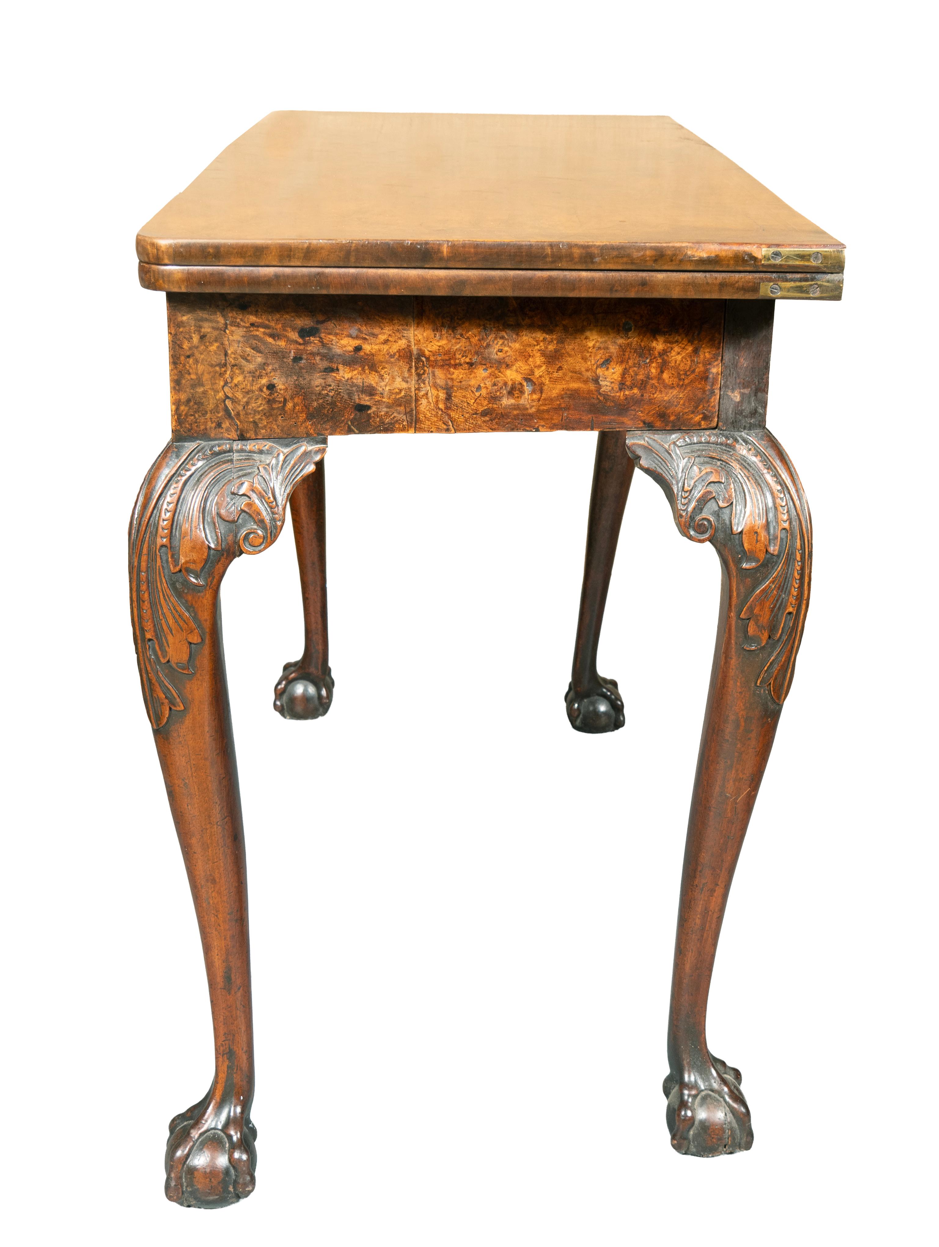 Brass George II Walnut Concertina Action Games Table For Sale
