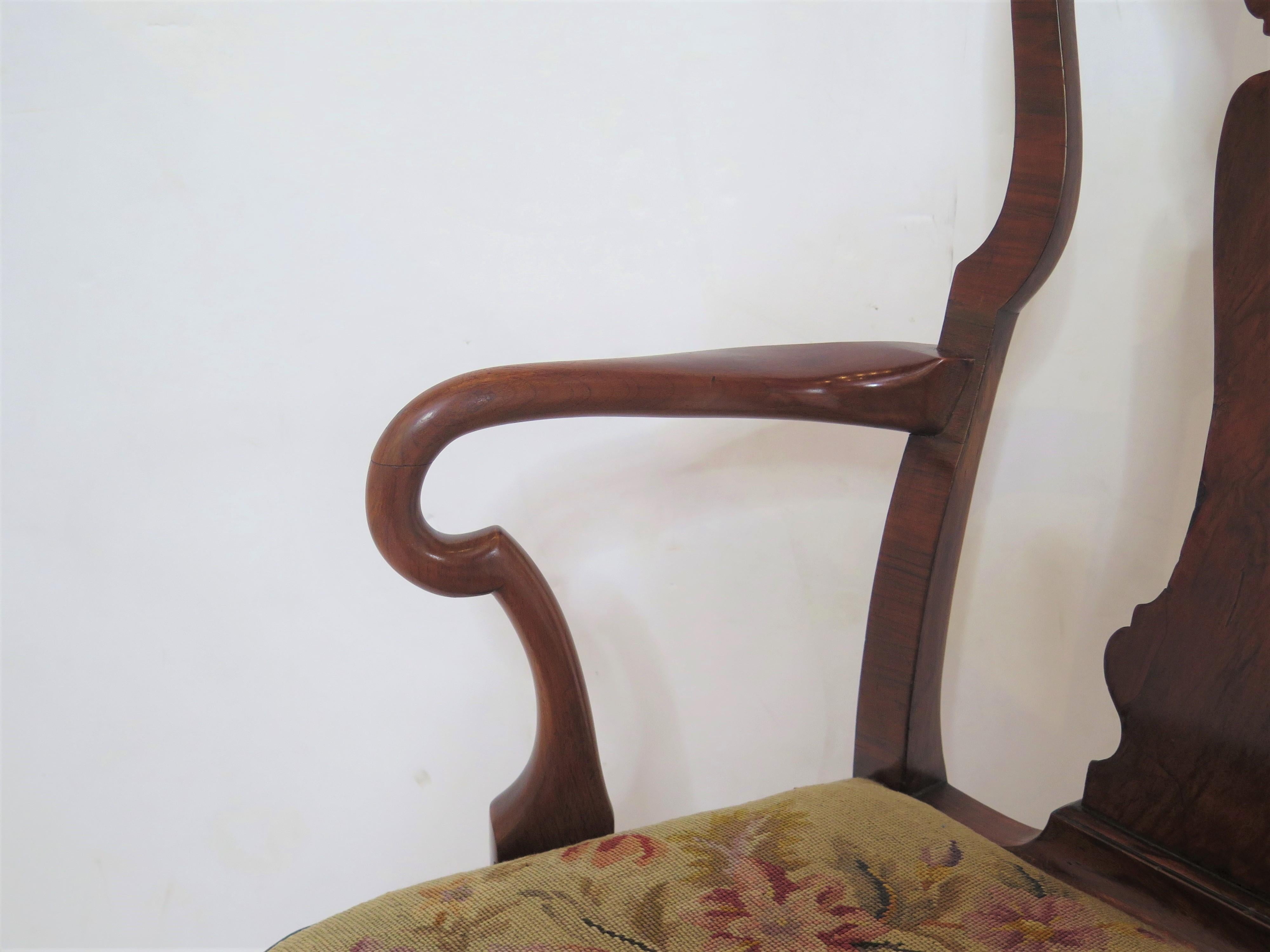 George II Walnut Elbow Chair, Circa 1740 For Sale 5