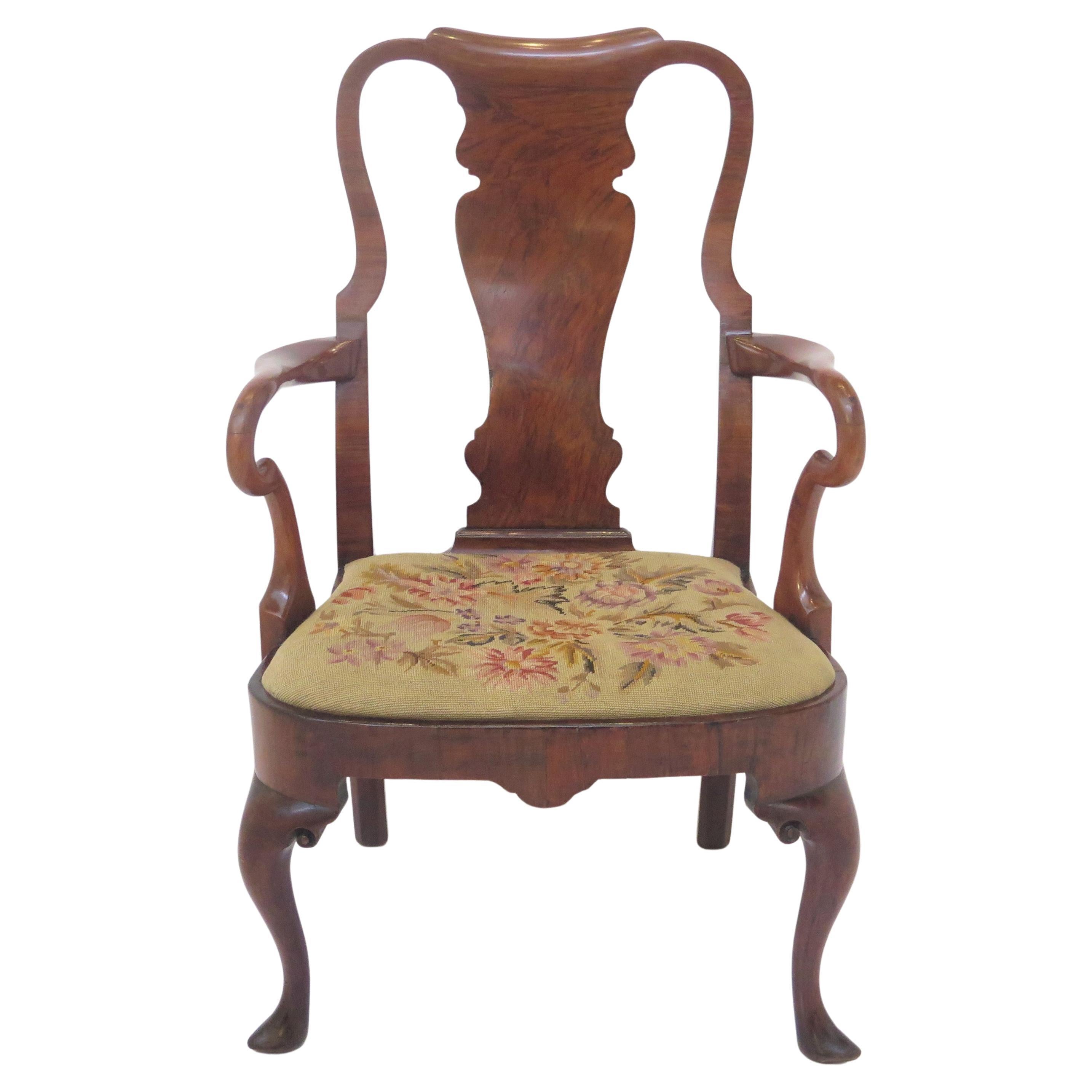George II Walnut Elbow Chair, Circa 1740 For Sale