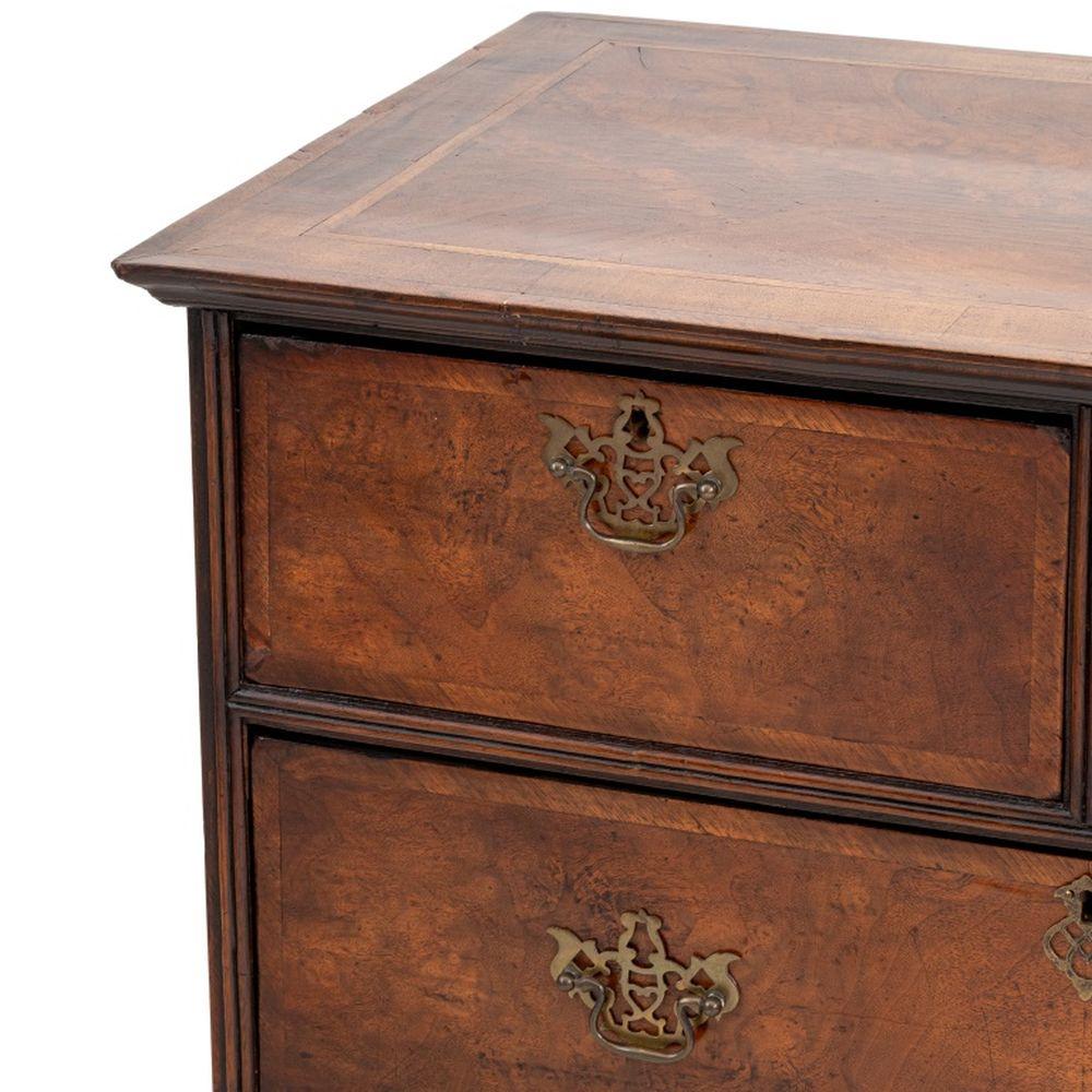 British George II Walnut & Feather-Banded Chest of Drawers For Sale