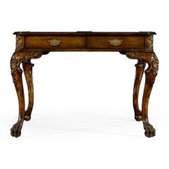 George II Walnut Leather Top Games Table