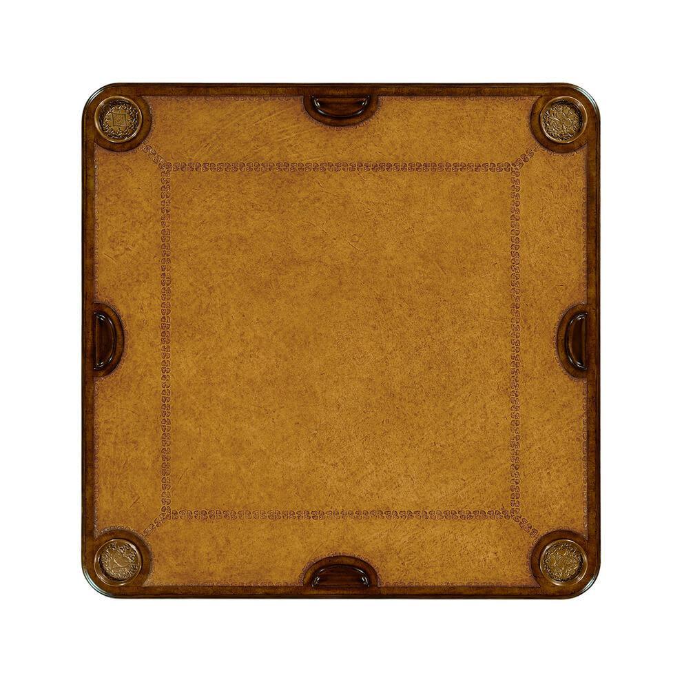 Contemporary George II Walnut Leather Top Games Table For Sale