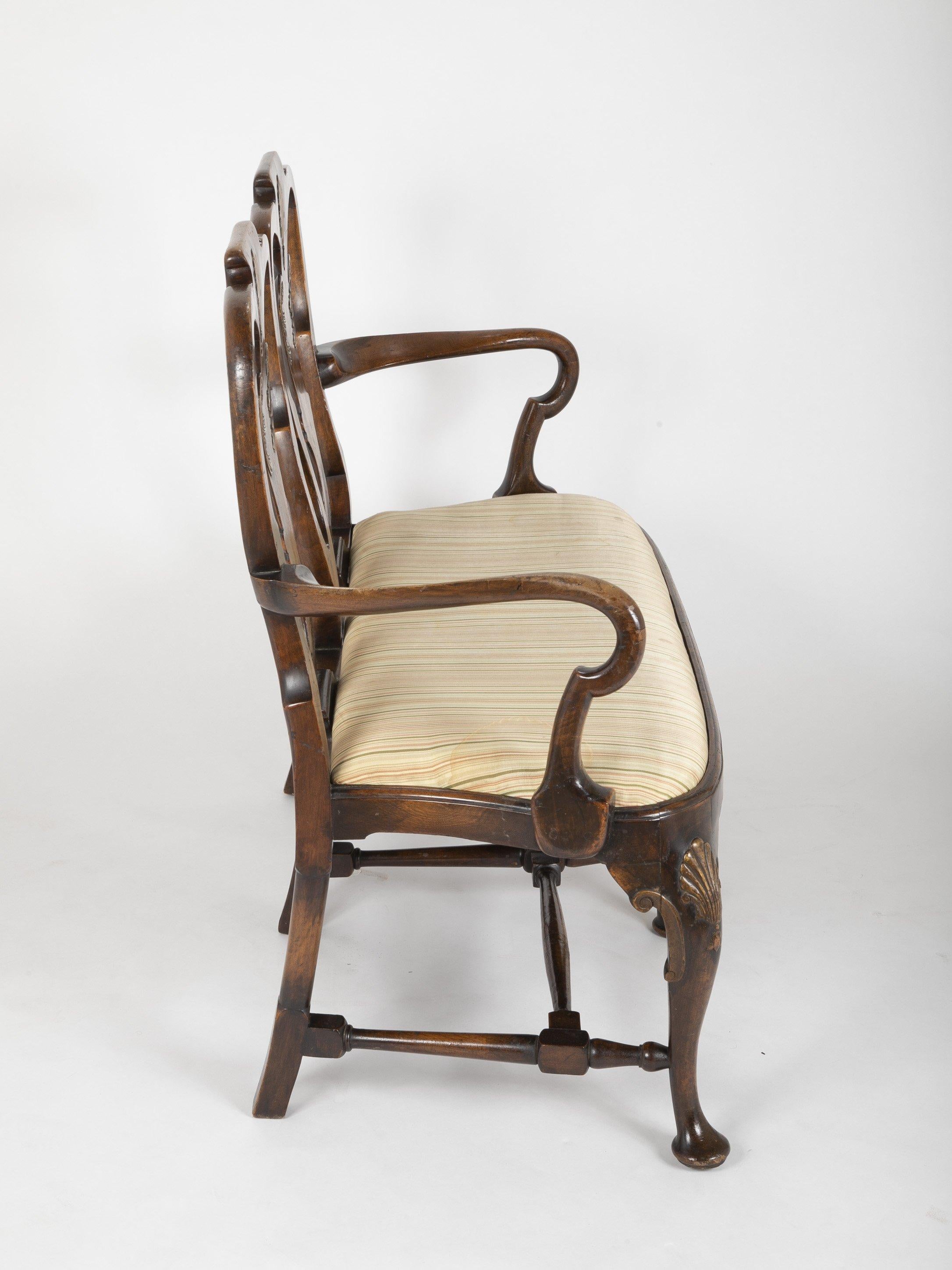 Wood George II Walnut Two Chair Back Settee