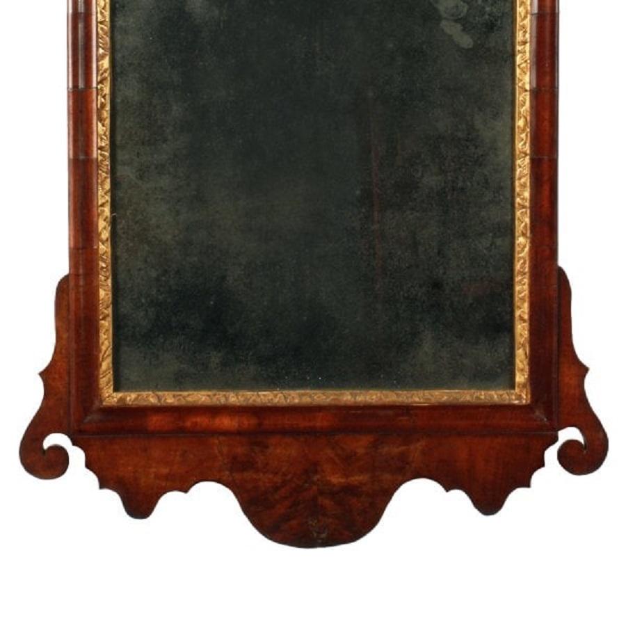 European George II Walnut Wall Mirror, 18th Century For Sale