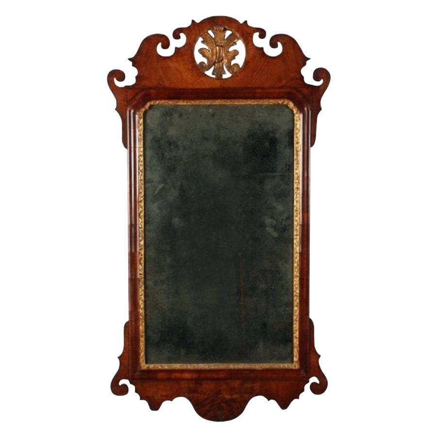 George II Walnut Wall Mirror, 18th Century For Sale