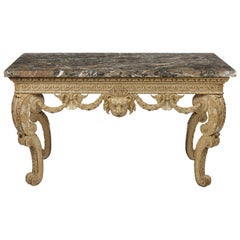 Used George II White and Gold Carved Console Table Attributed to Benjamin Goodison