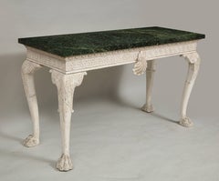 Palladian White Console Table with Serpentine Marble Top