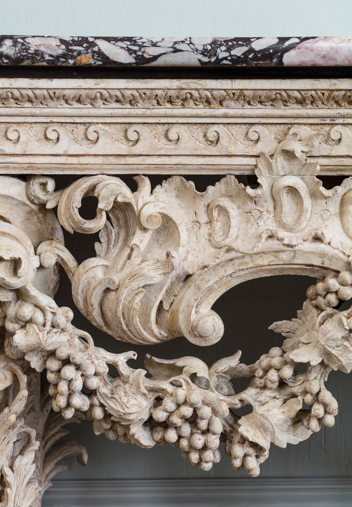 18th Century George II White Painted Console Table For Sale