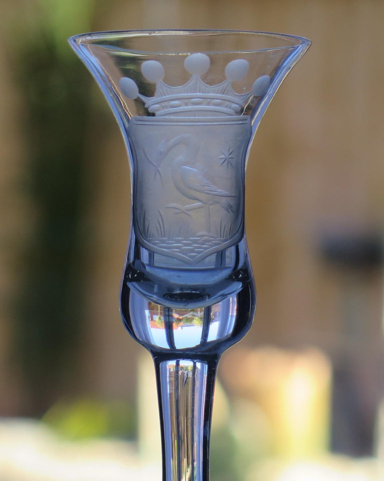 Wine Drinking Glass Jacobite Engraved 1706 and Cunningham Clan Crest