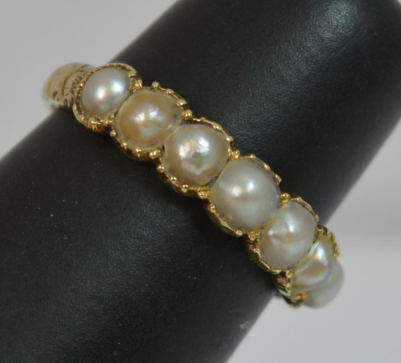 George III 15 Carat Gold Seven-Pearl Half Eternity Stack Ring 8
