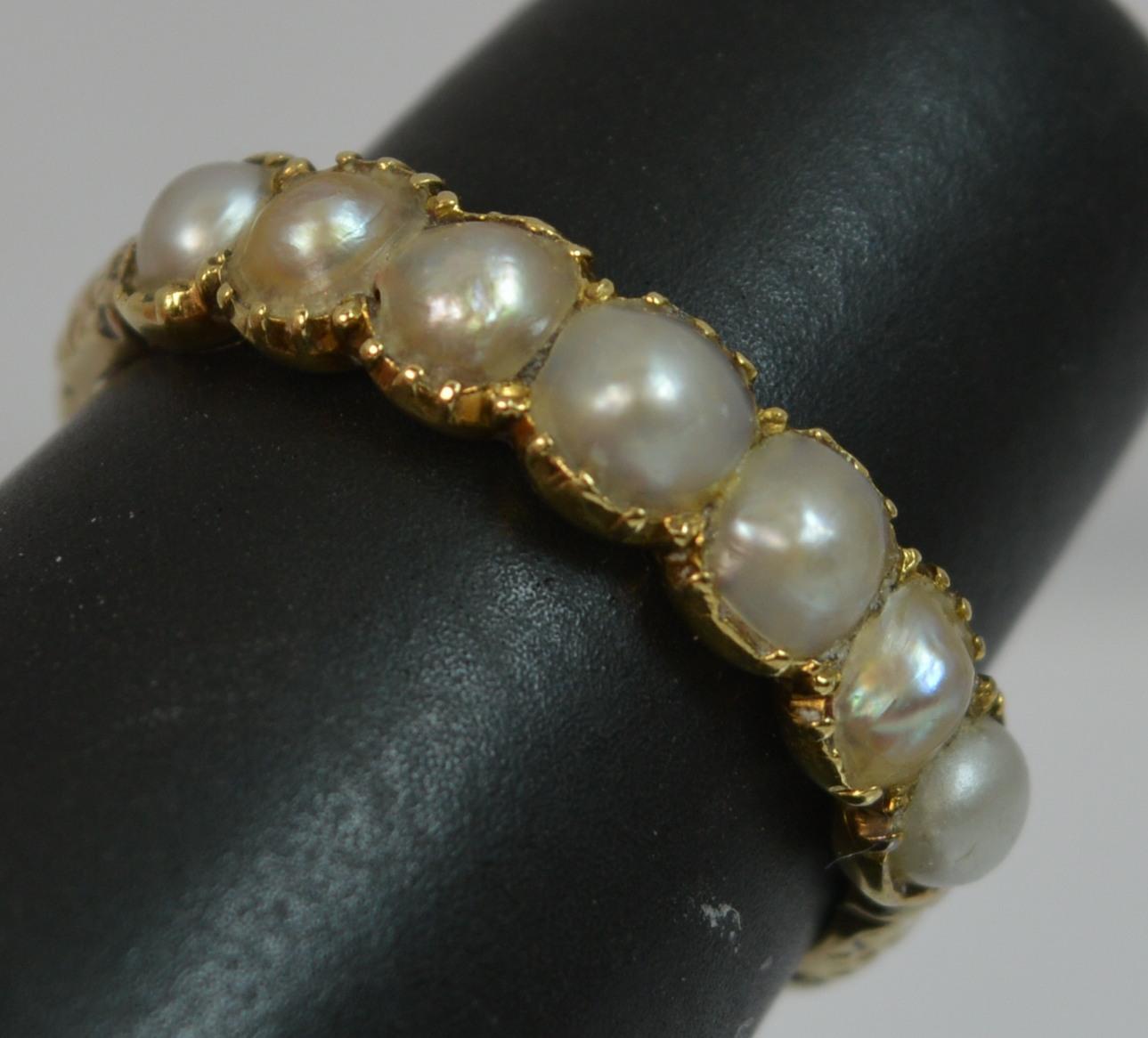 George III 15 Carat Gold Seven-Pearl Half Eternity Stack Ring 9