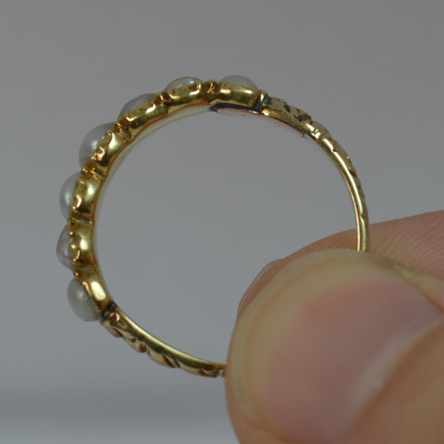 Women's George III 15 Carat Gold Seven-Pearl Half Eternity Stack Ring