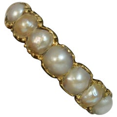 George III 15 Carat Gold Seven-Pearl Half Eternity Stack Ring