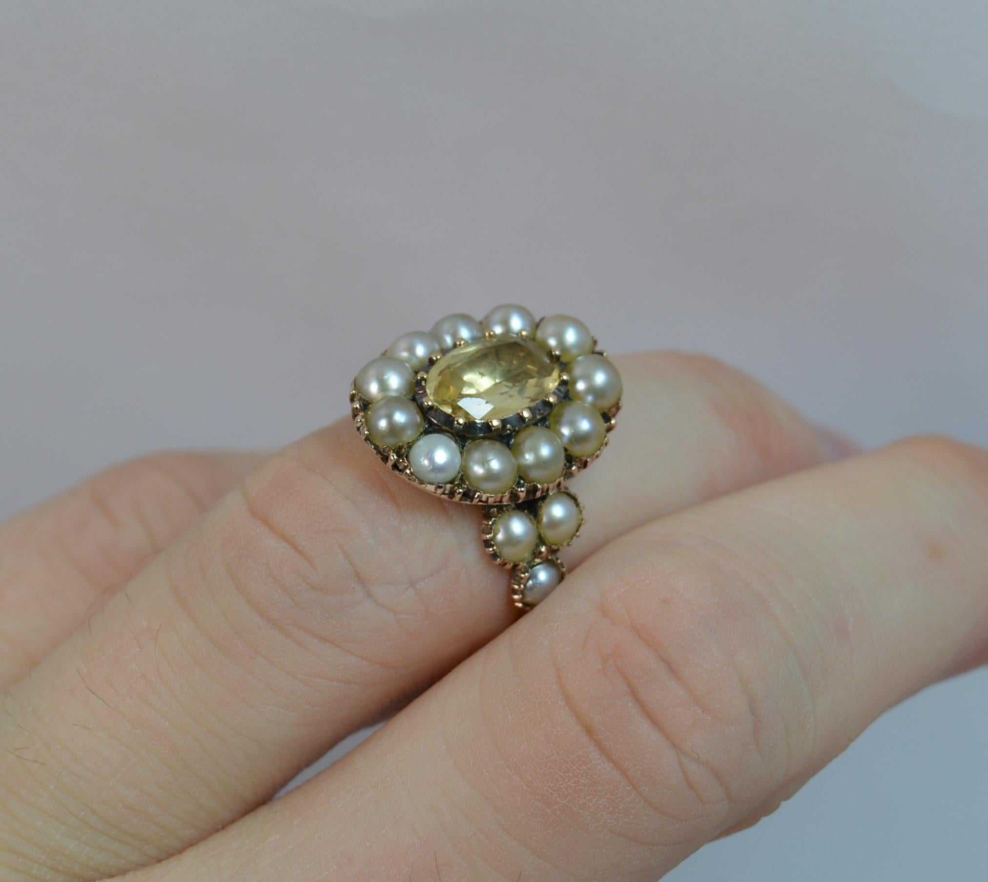 yellow topaz and pearl ring