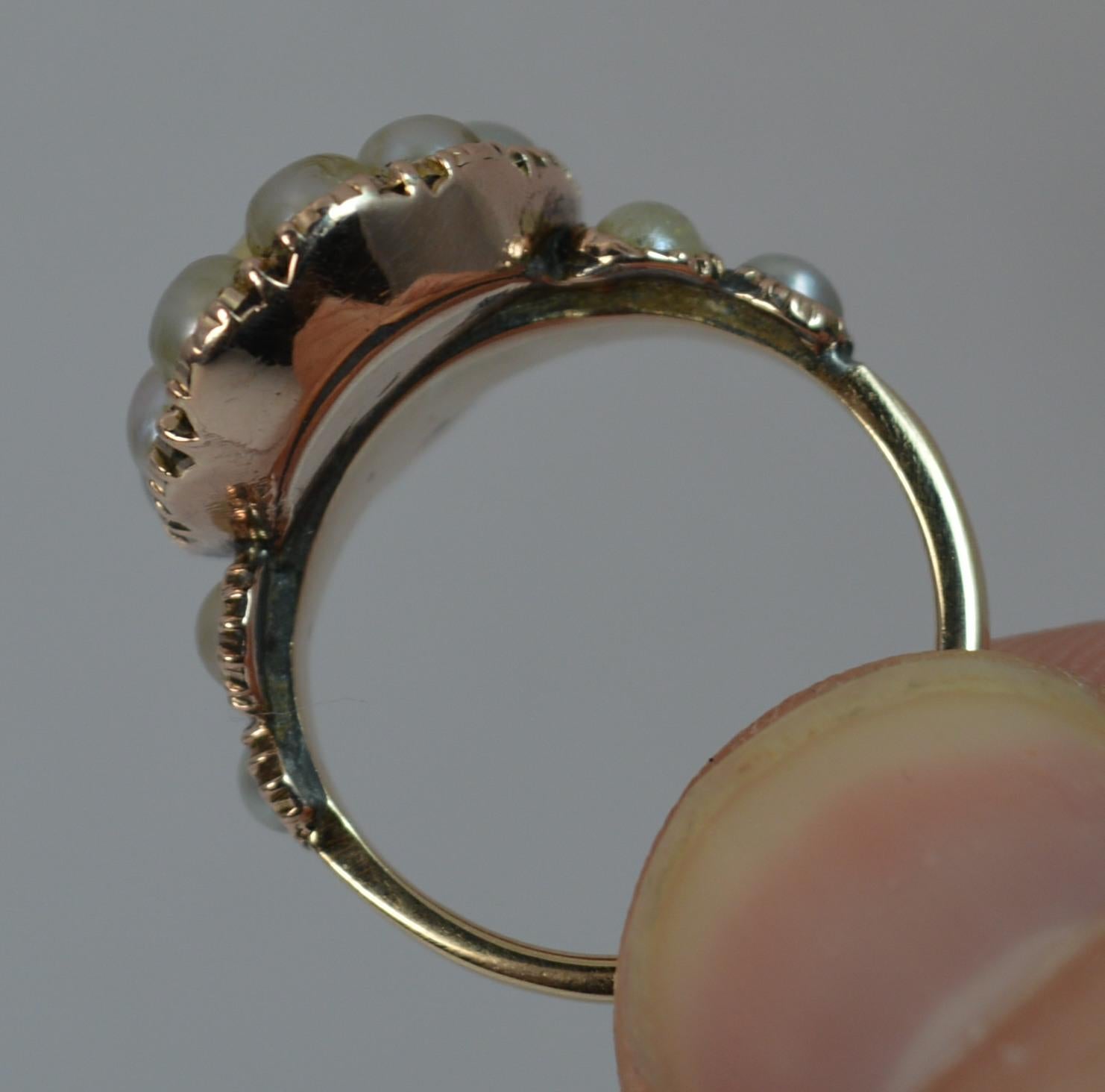 George III 15 Carat Gold Yellow Topaz and Pearl Cluster Ring 1