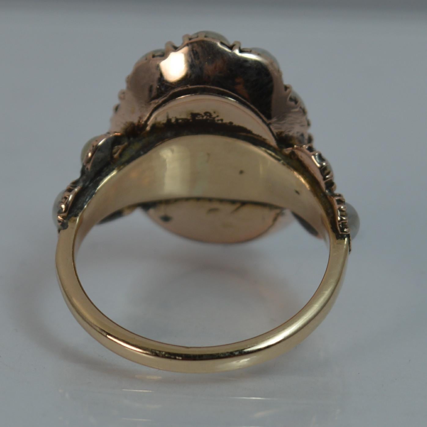 George III 15 Carat Gold Yellow Topaz and Pearl Cluster Ring 4