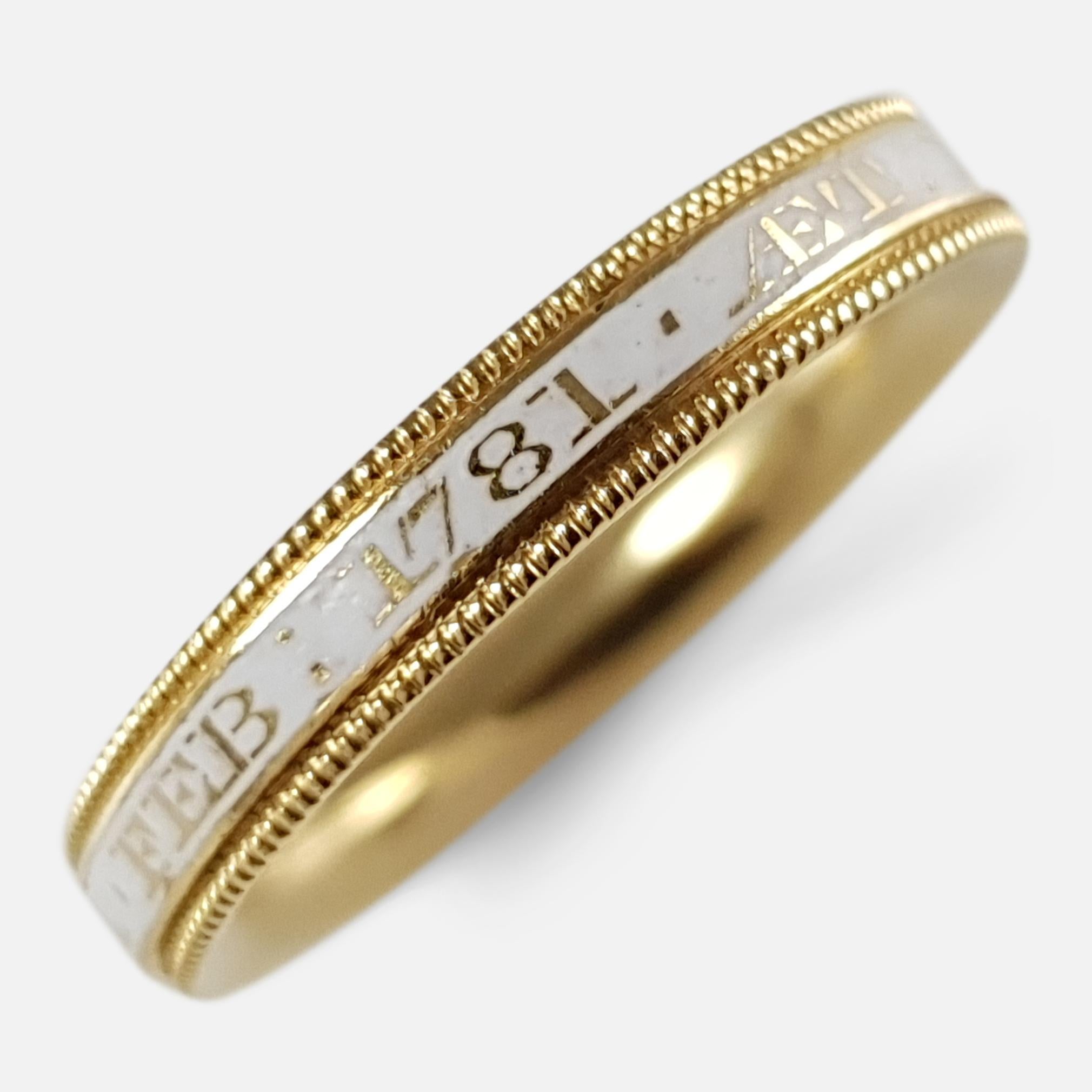 George III 18 Karat Gold and Enamel Mourning Band Ring, circa 1781 In Good Condition In Glasgow, GB