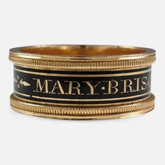 George III 18 Karat Yellow Gold and Enamel Memorial Mourning Ring, London, 1809