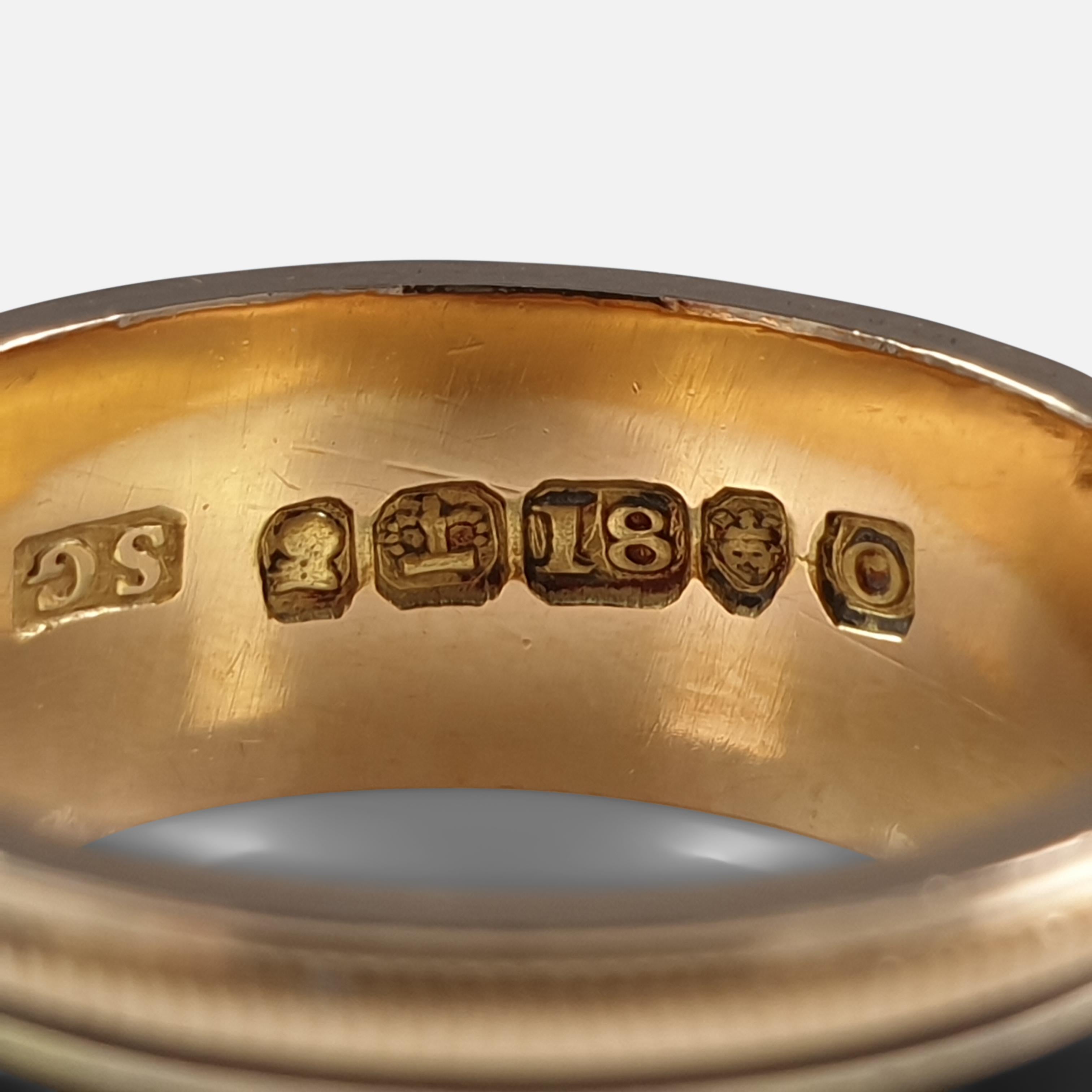 George III 18 Karat Yellow Gold and Enamel Memorial Mourning Ring, London, 1809 1