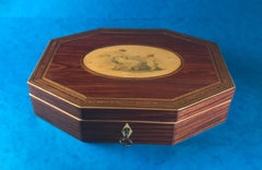 George III 1815 Harewood Boxwood and Cross Banded Tulip Wood Inlaid Table Box