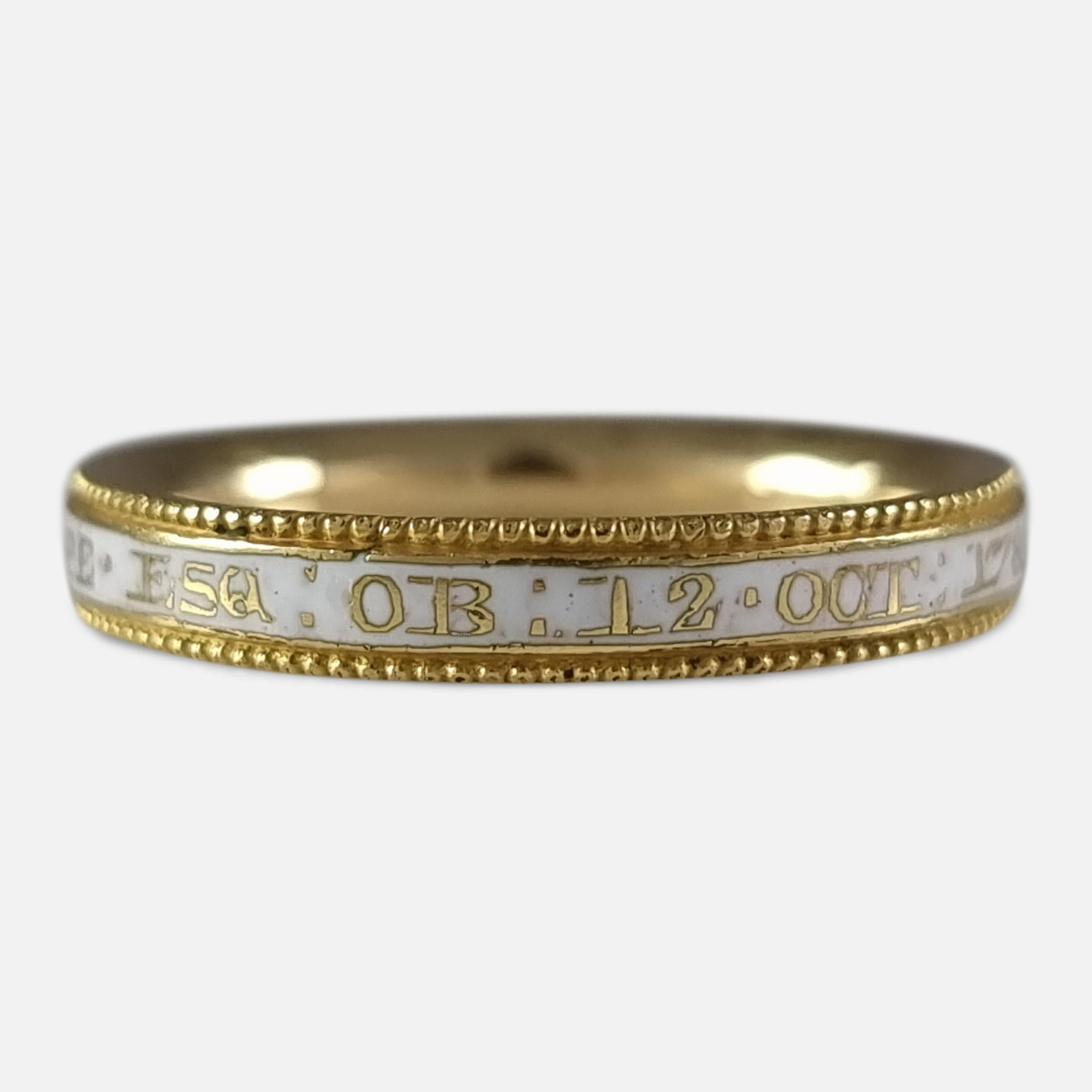 Memorial-Ring aus 18 Karat Gold und Emaille im George-III-Stil, um 1783 (George III.) im Angebot