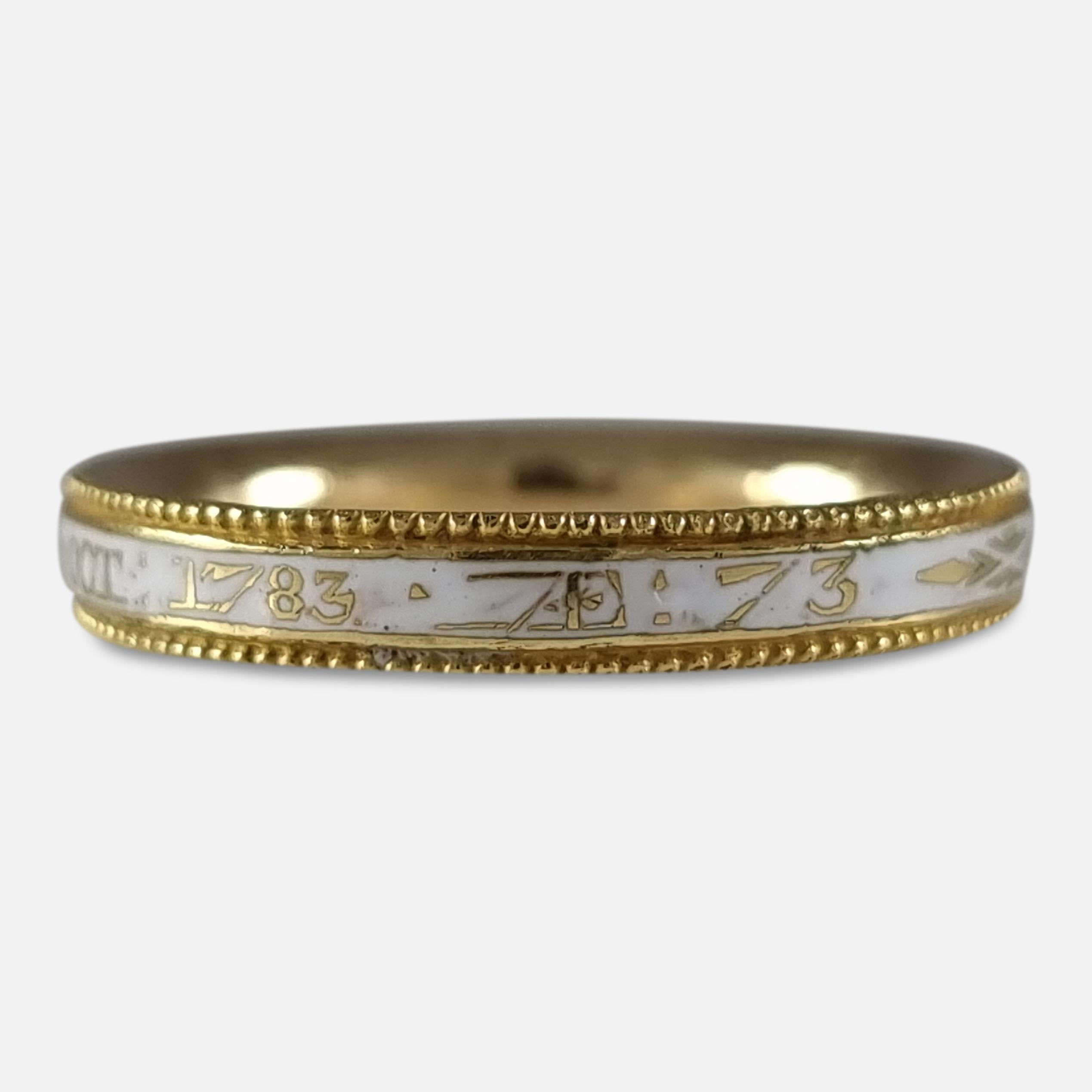Memorial-Ring aus 18 Karat Gold und Emaille im George-III-Stil, um 1783 im Zustand „Gut“ im Angebot in Glasgow, GB
