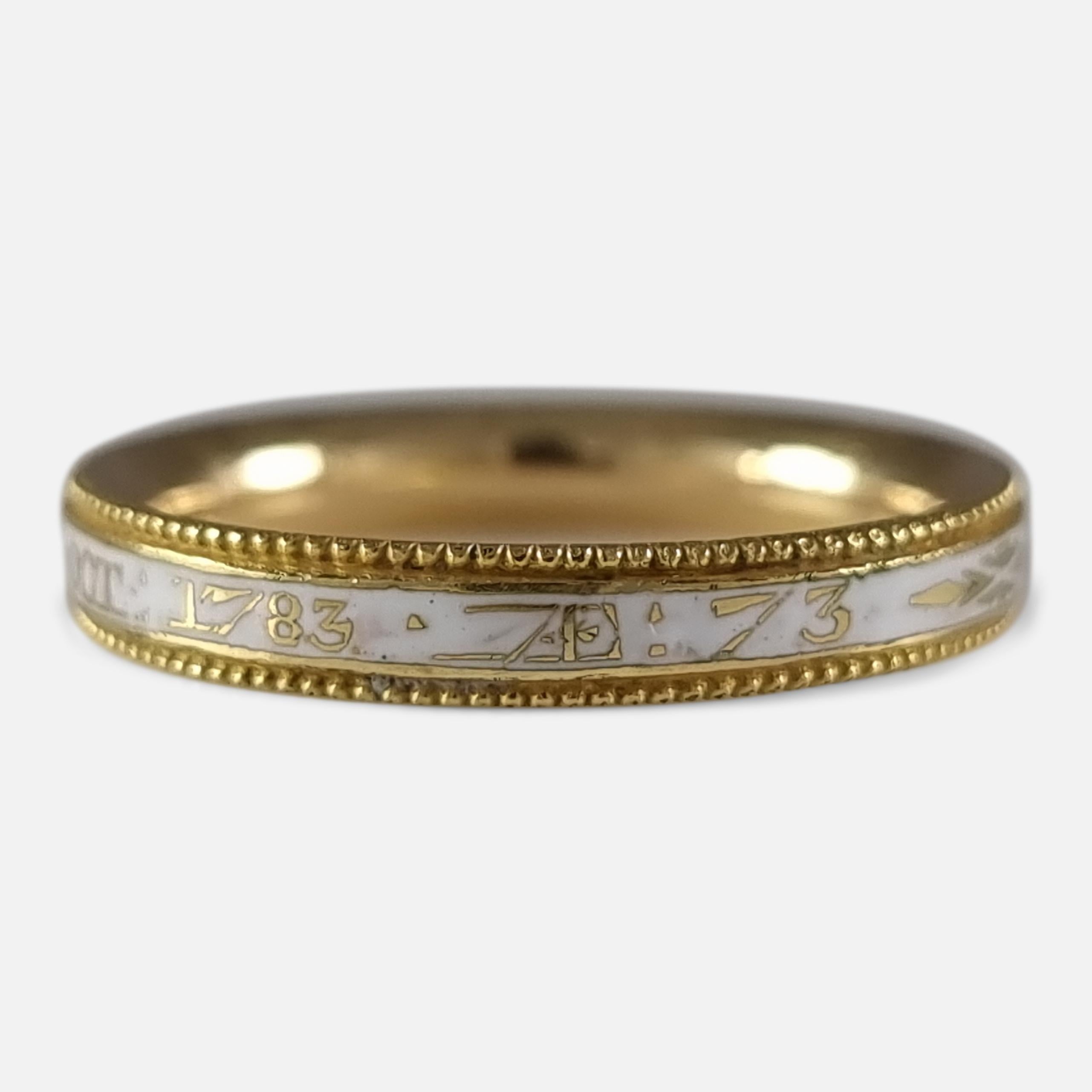 Memorial-Ring aus 18 Karat Gold und Emaille im George-III-Stil, um 1783 im Angebot 2