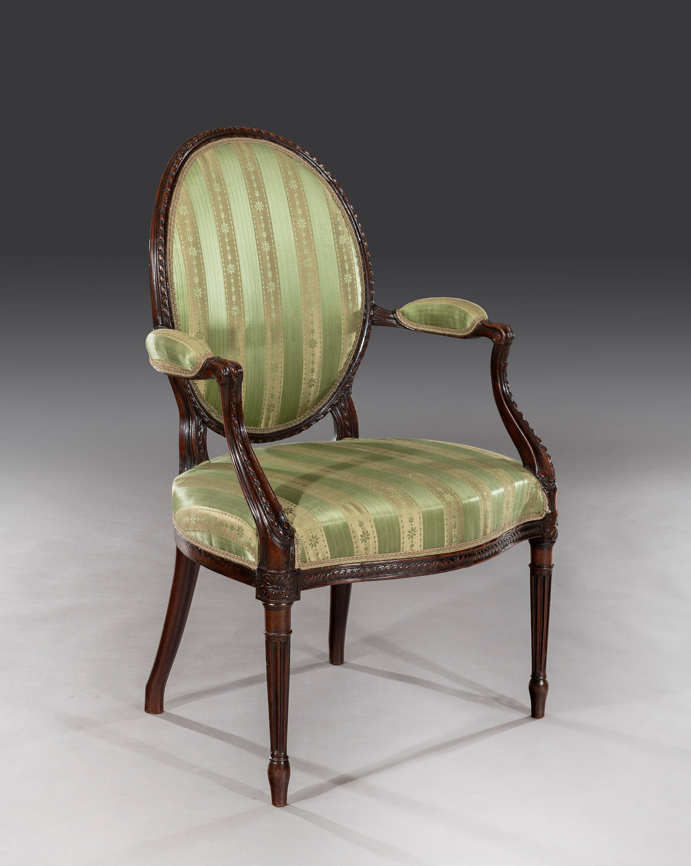 George III 18th Century Adam Period Mahogany Open Armchair In Good Condition For Sale In Bradford on Avon, GB