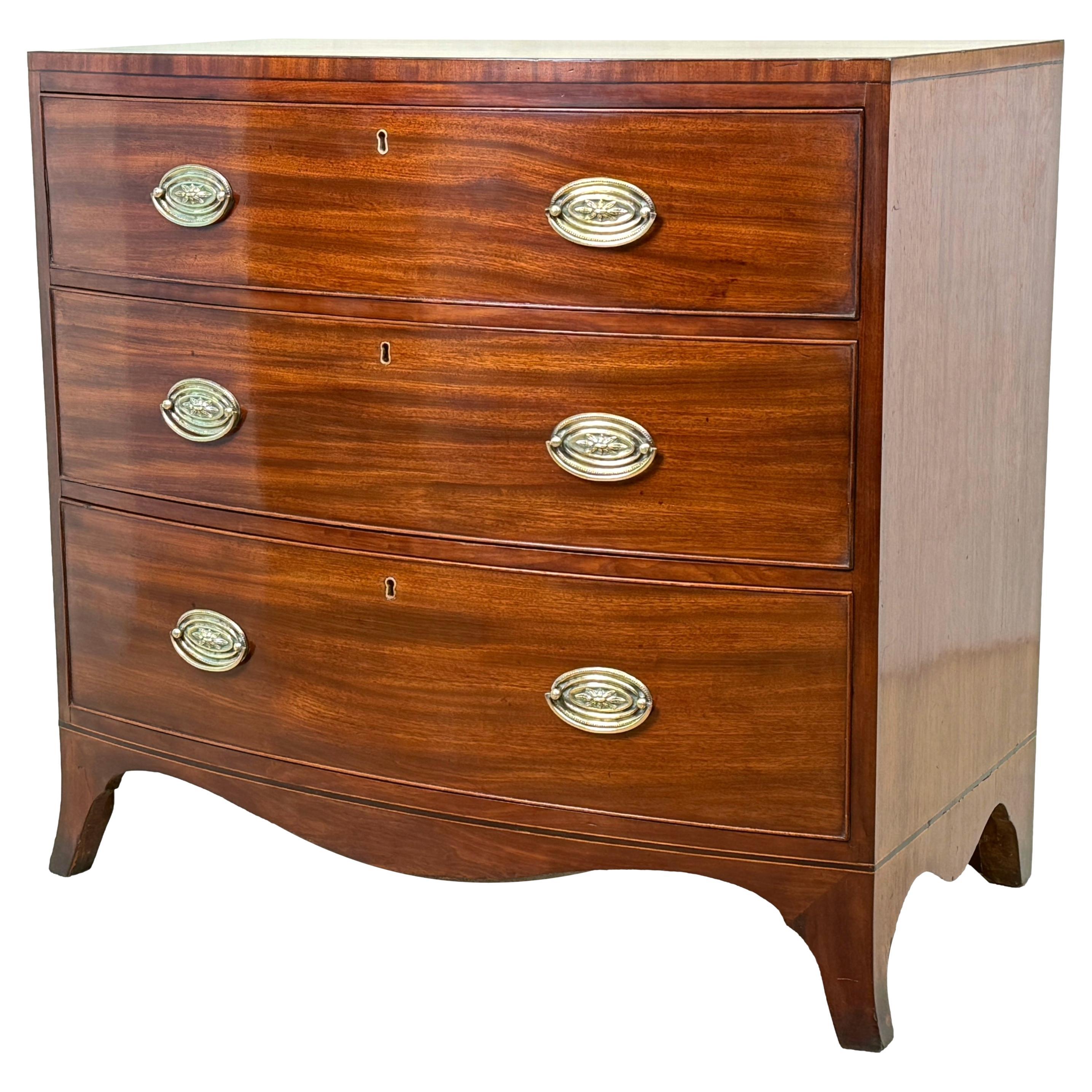 George III 18th Century Bowfront Mahogany Chest Of Drawers