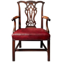 George III 18th Century Mahogany Armchair in the Manner of Thomas Chippendale