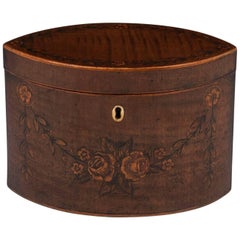 George III 18th Century Period Harewood Inlaid 'Navette' Shaped Tea Caddy