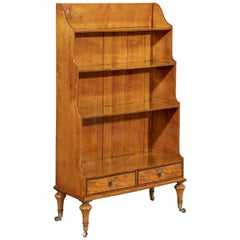 George III 18th Century West Indian Satinwood Waterfall Bookcase