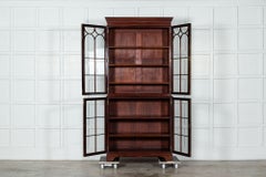 George III 18thC Mahogany Glazed Twin Library Bookcase Cabinet