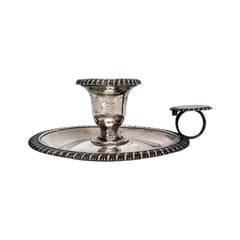 George III 19th Century Emes Barnard Sterling Silver Candle Chamberstick