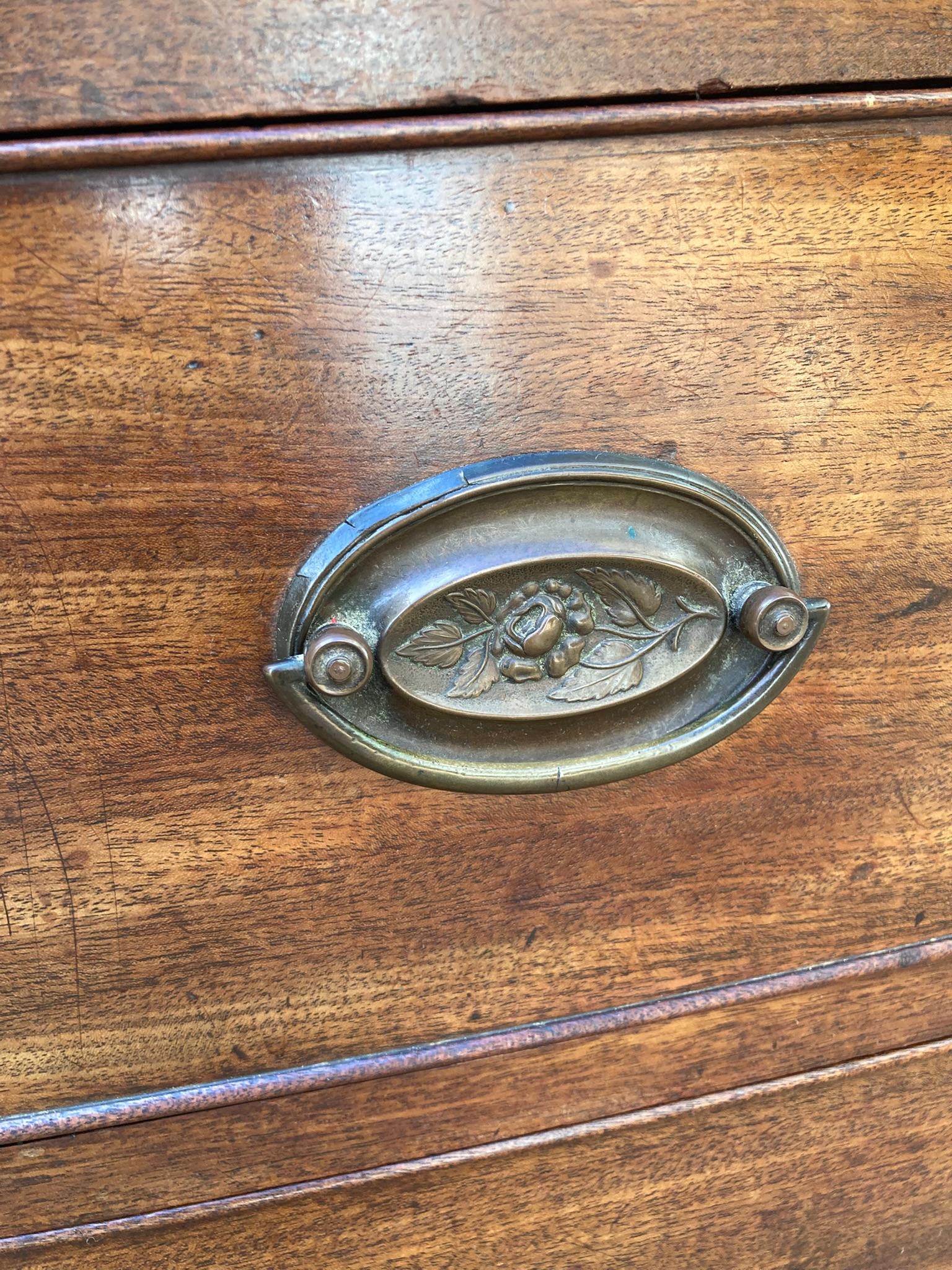 George III 19th Century Mahogany Bow Fronted Two over Three Chest of Drawers 5