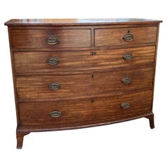 George III 19th Century Mahogany Bow Fronted Two over Three Chest of Drawers