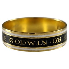 George III 22ct Gold and Enamel Mourning Ring, 1795