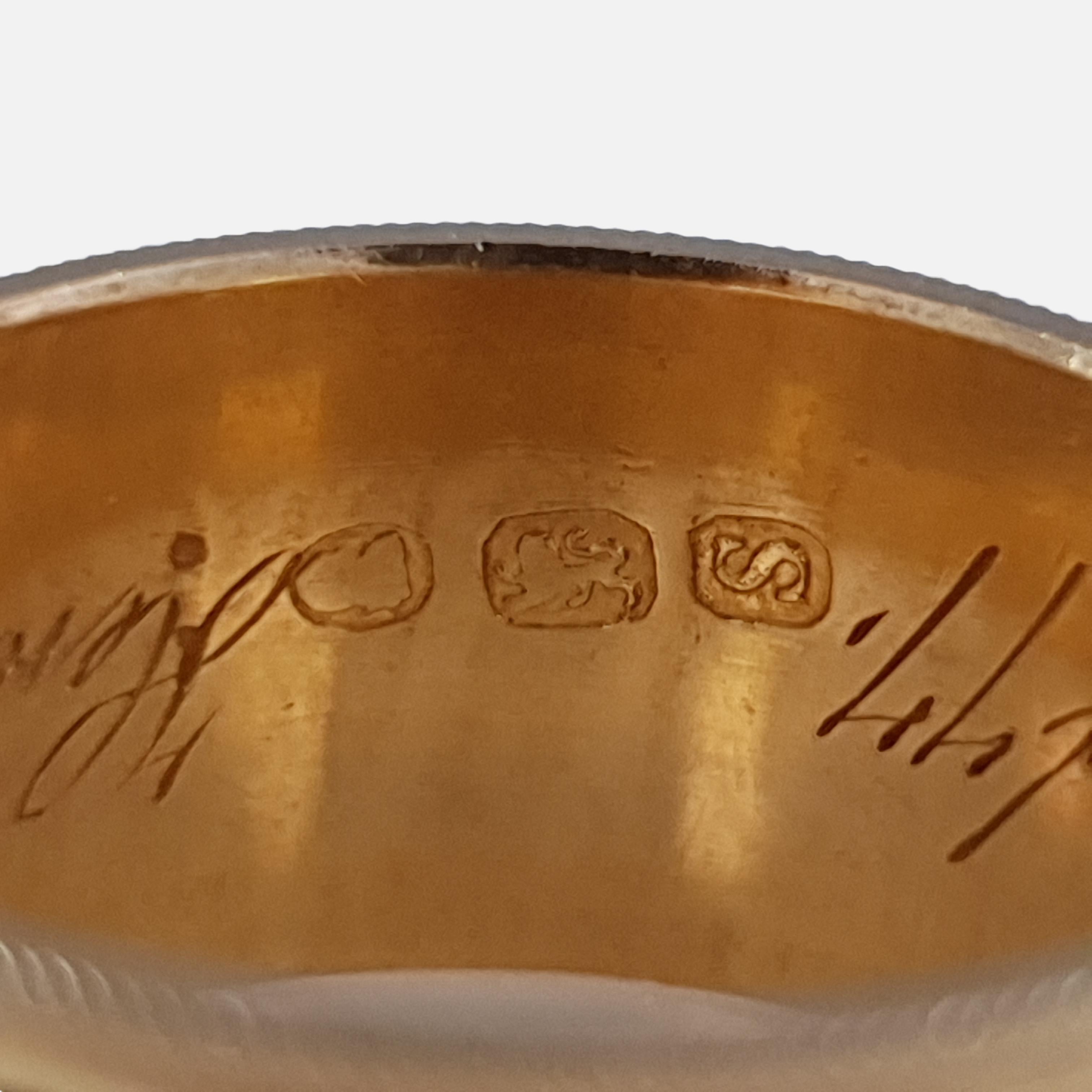 George III 22 Karat Gold and Enamel Memorial Mourning Band Ring, 1813 6