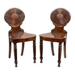 George III a Pair of Mahogany Hall Chairs Attributed to Mayhew & Ince