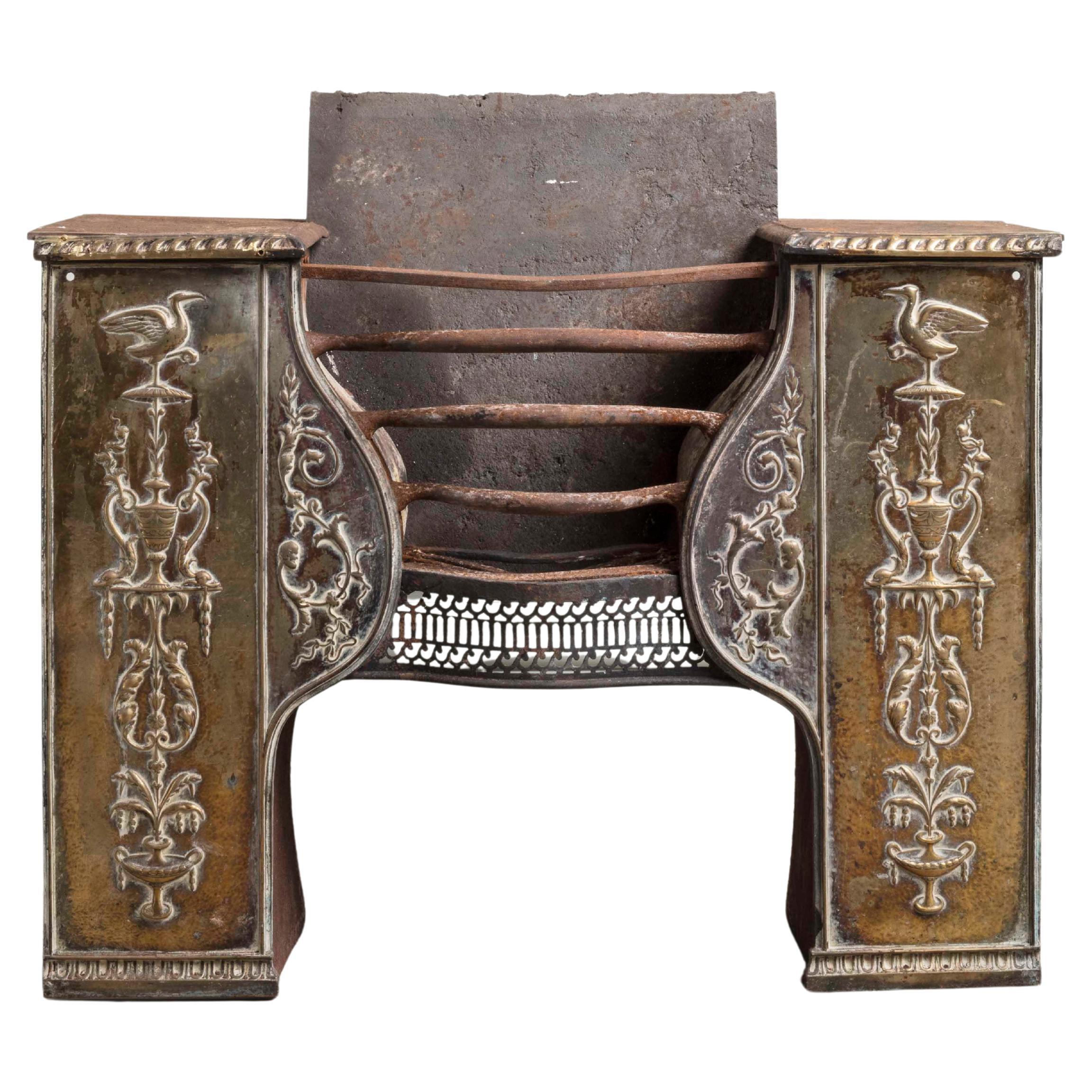 George III Adam Period Brass Hob Grate For Sale