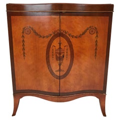 Antique George III Adam Style Serpentine Satinwood Cabinet
