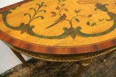 George III Adams Style Satinwood, Rosewood and Kingwood Inlaid Demilune Table
