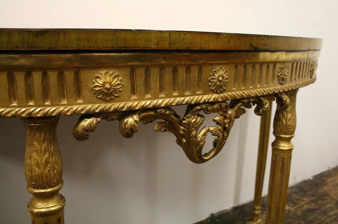 Adam Style George III Adams Style Satinwood, Rosewood and Kingwood Inlaid Demilune Table For Sale